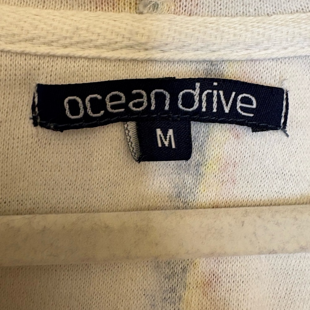 Ocean Drive White Pink Baja Hoodie Striped Pullover in Cream Beach Medium - Picture 3 of 6